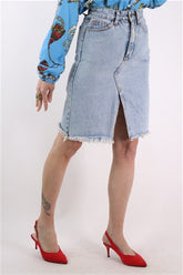 חצאית גינס עם שסע- XS